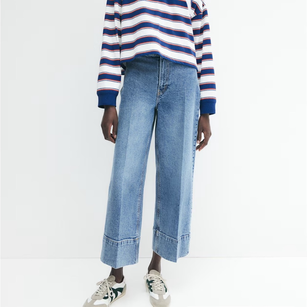 H&M high rise wide leg cropped jeans